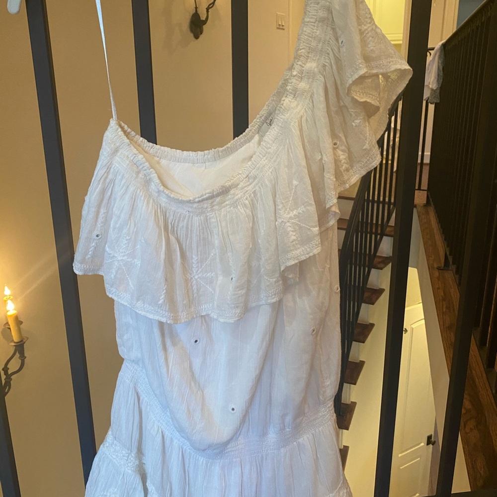 Joie Kildare One-Shoulder Cotton Dress: White